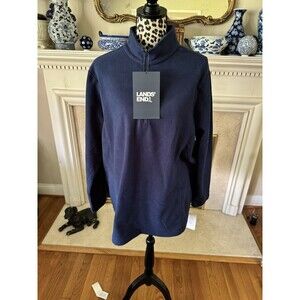 Lands' End Women's Fleece Quarter-Zip Pullover Deep Sea Navy Blue New Size 2X